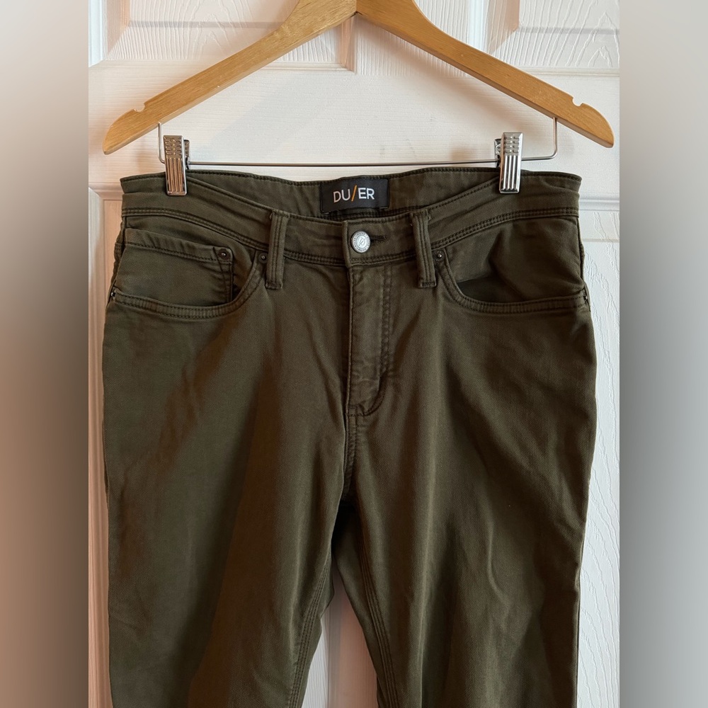 DUER Men's Olive Green No Sweat Slim Fit Pants (N2X) - Men's 32x32 - Picture 3 of 8